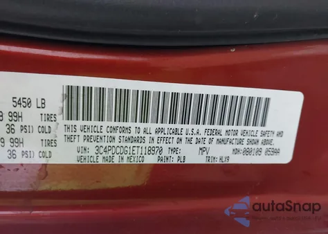 2014 Dodge Journey Limited from USA, damaged, VIN 3C4PDCDG1ET118970
